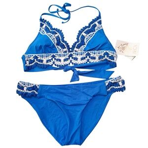 BECCA Blue and White Lace Bikini